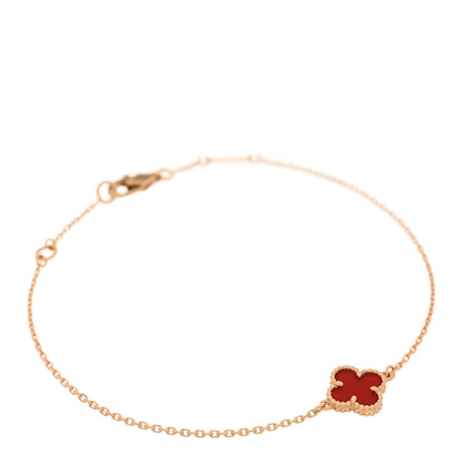 Van Cleef & Arpels 18K Rose Gold Carnelian Sweet Alhambra Bracelet 1 of 4
