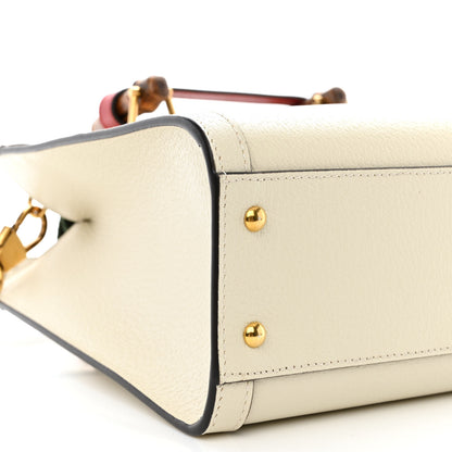 Gucci Textured Dollar Calfskin Web Small Diana Tote Bag Mystic White 9 of 10