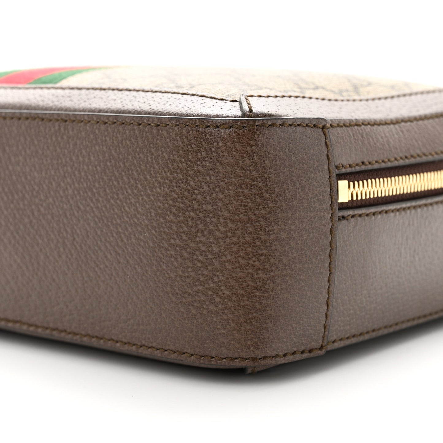 GG Supreme Monogram Web Small Ophidia Top Handle Shoulder Bag Brown