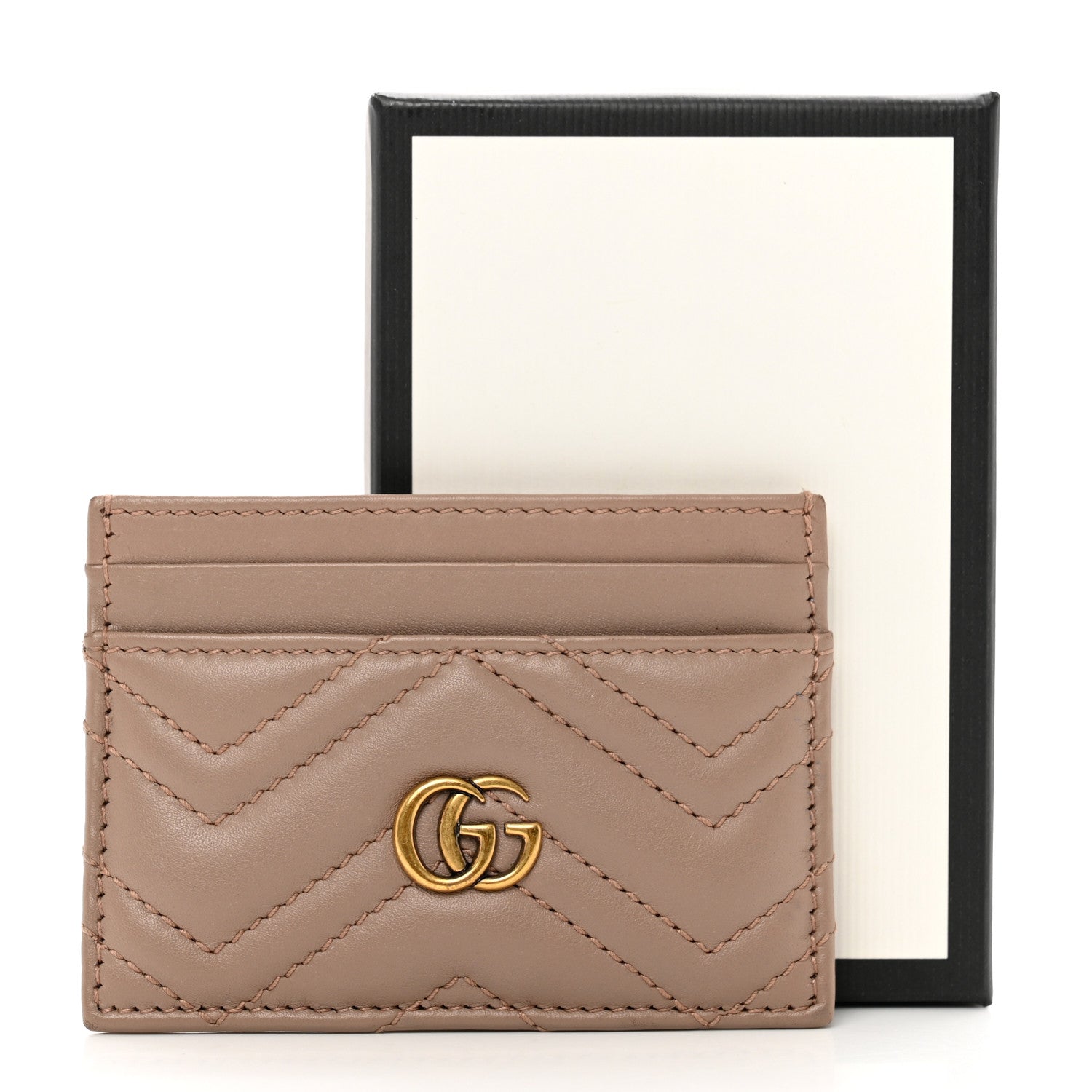 Gucci Calfskin Matelasse GG Marmont Card Holder Porcelain Rose 7 of 7
