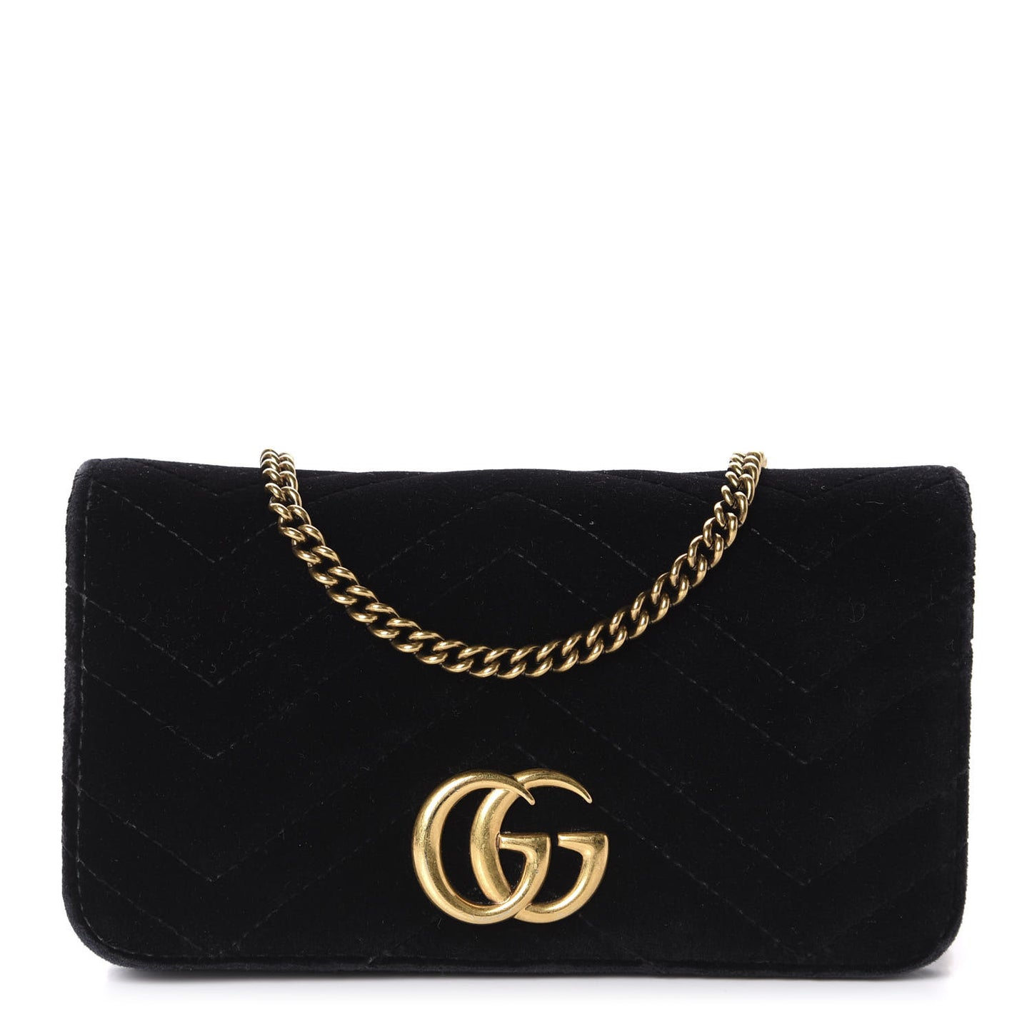 Velvet Matelasse GG Marmont Mini Bag Black