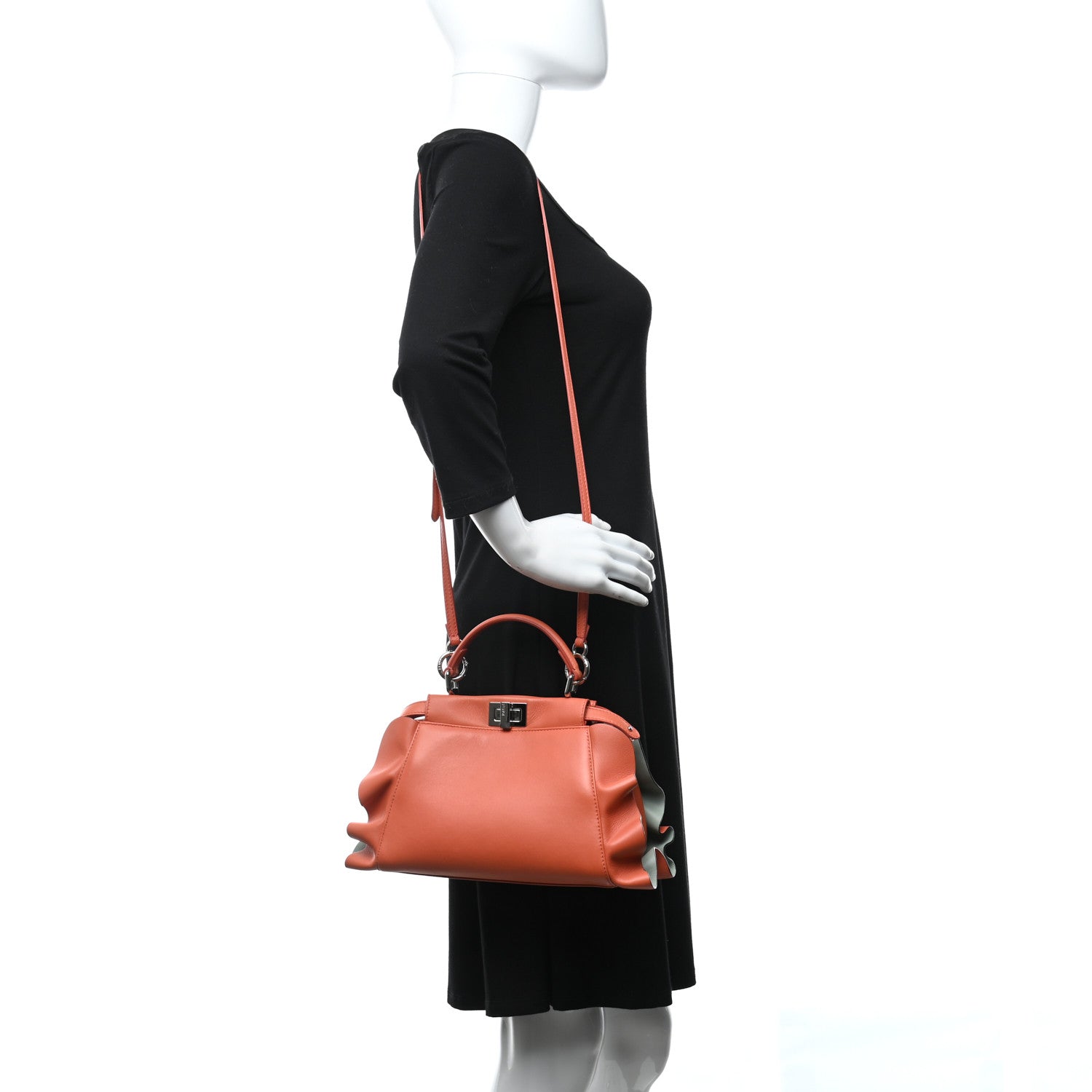 Fendi Nappa Waves Bi-Color Mini Peekaboo Iconic Satchel 2 of 8