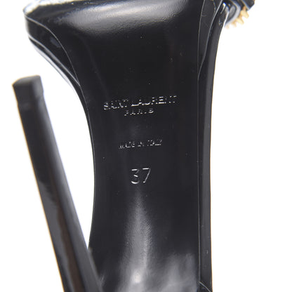 Saint Laurent Patent Calfskin Chain Jane 110 Ankle Strap Sandals 37 Black 7 of 8
