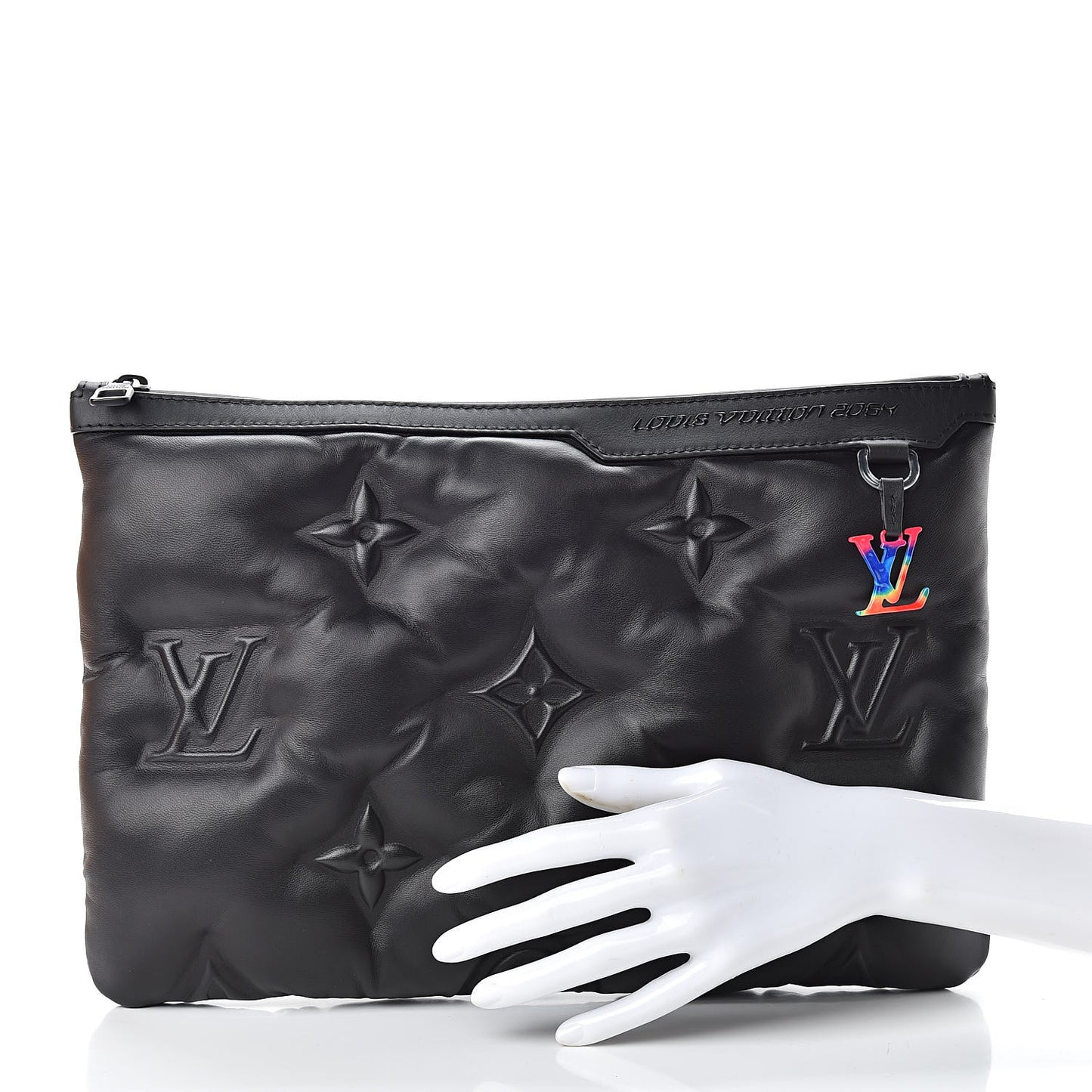 Lambskin Puffer A4 Pouch Black