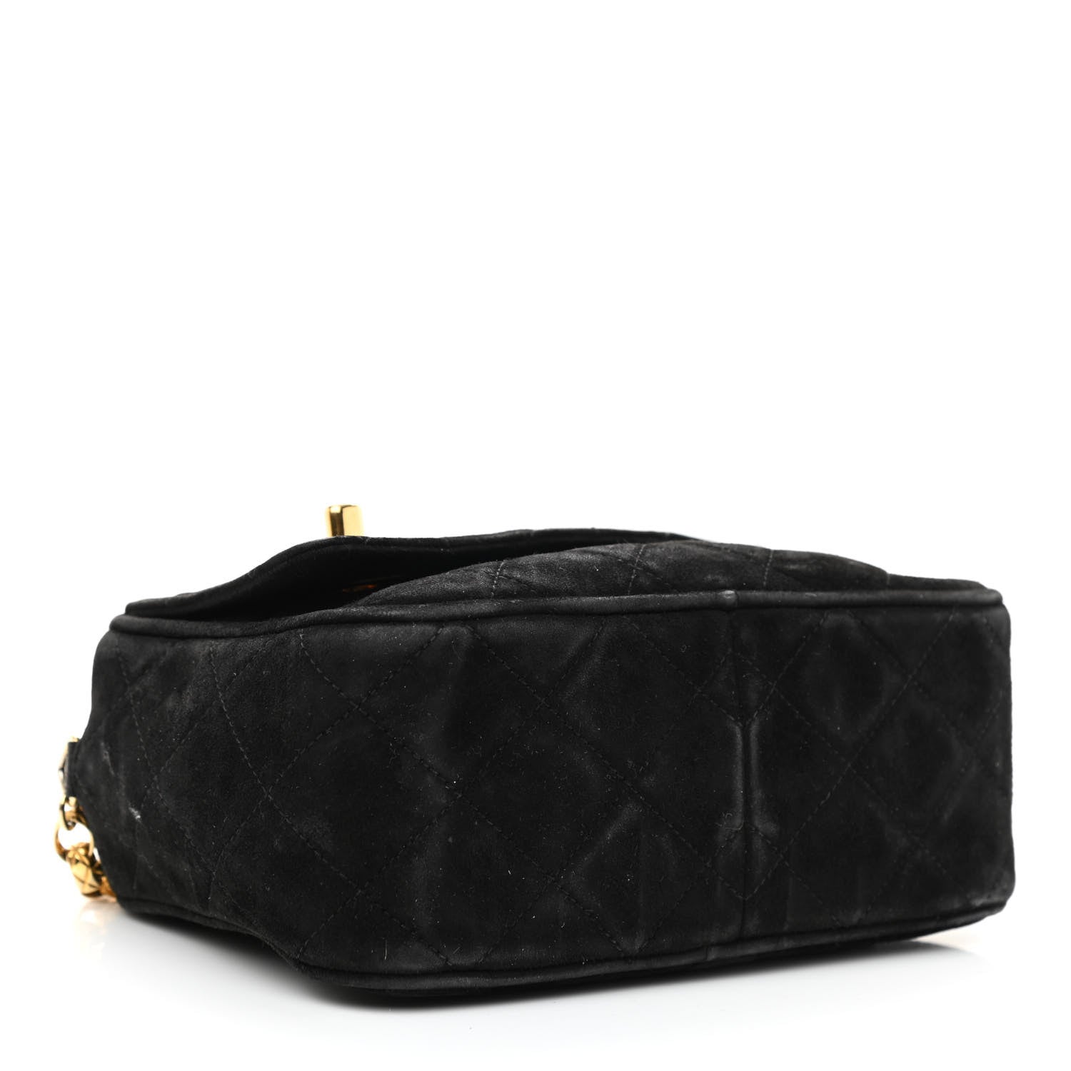 Chanel Suede Quilted CC Tassel Flap Camera Case Black 4 of 10