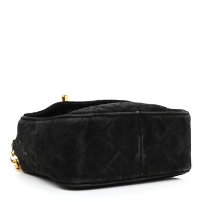 Chanel Suede Quilted CC Tassel Flap Camera Case Black 4 of 10