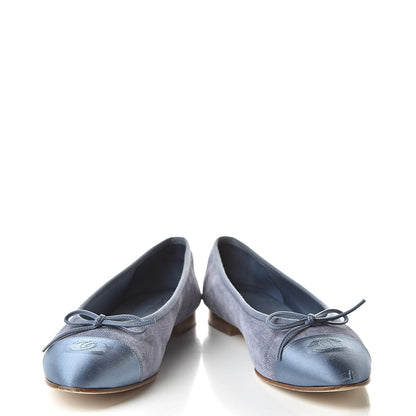 Chanel Satin Denim Goatskin CC Cap Toe Ballerina Flats 39.5 Blue 5 of 15