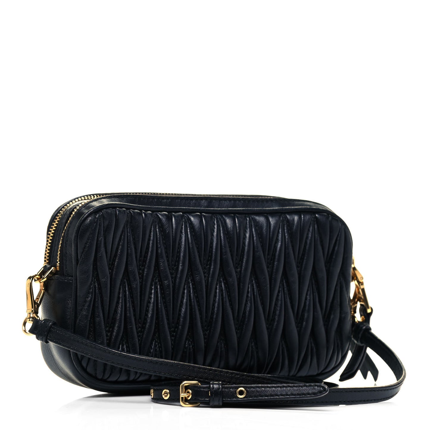 Nappa Matelasse Double Zip Pochette Clutch Black