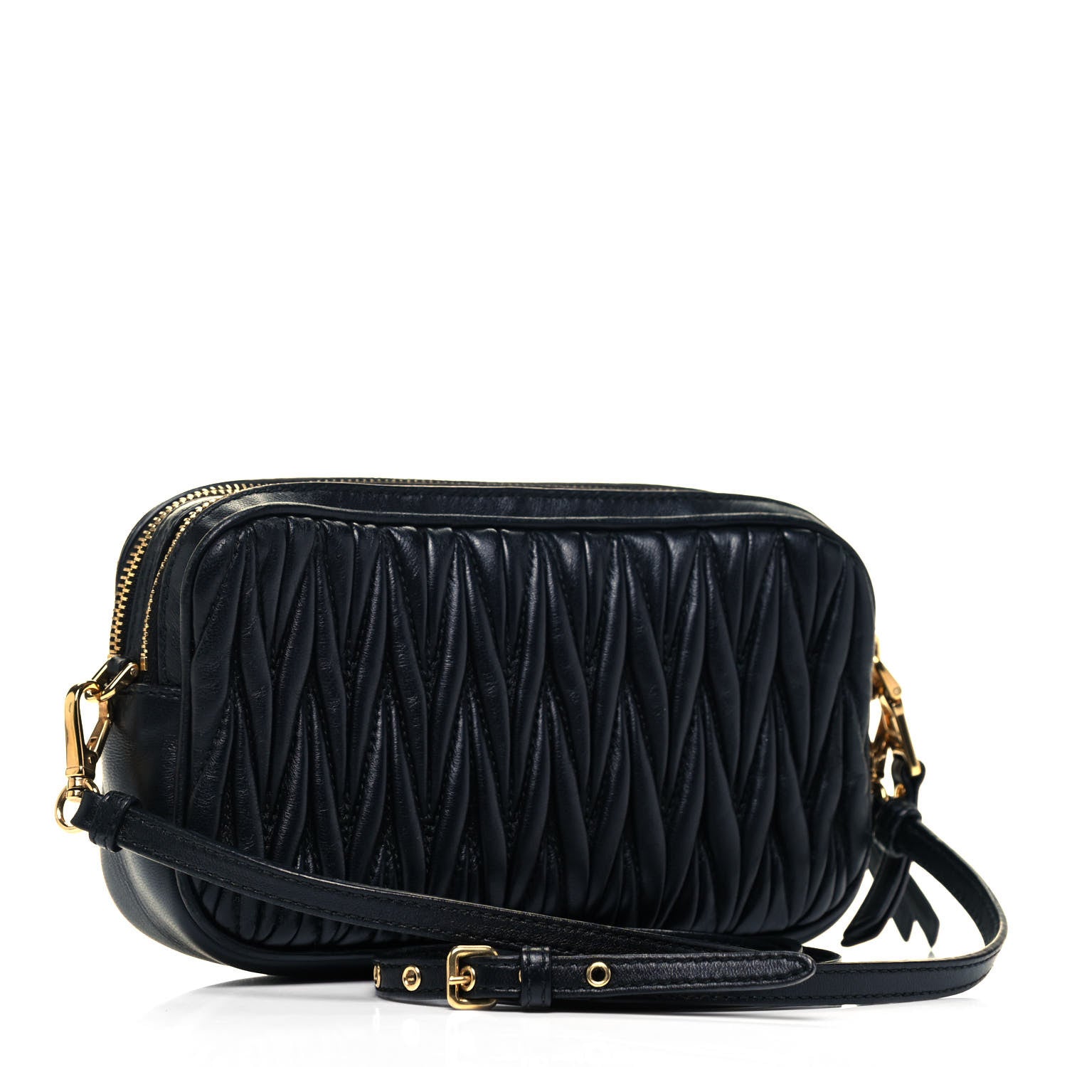 Miu Miu Nappa Matelasse Double Zip Pochette Clutch Black 4 of 10