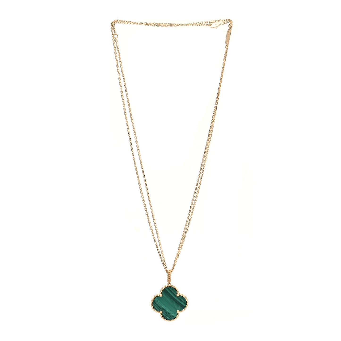 18K Yellow Gold Malachite Magic Alhambra Pendant Necklace