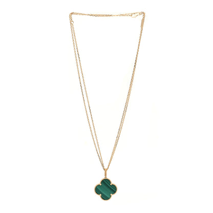 Van Cleef & Arpels 18K Yellow Gold Malachite Magic Alhambra Pendant Necklace 3 of 7