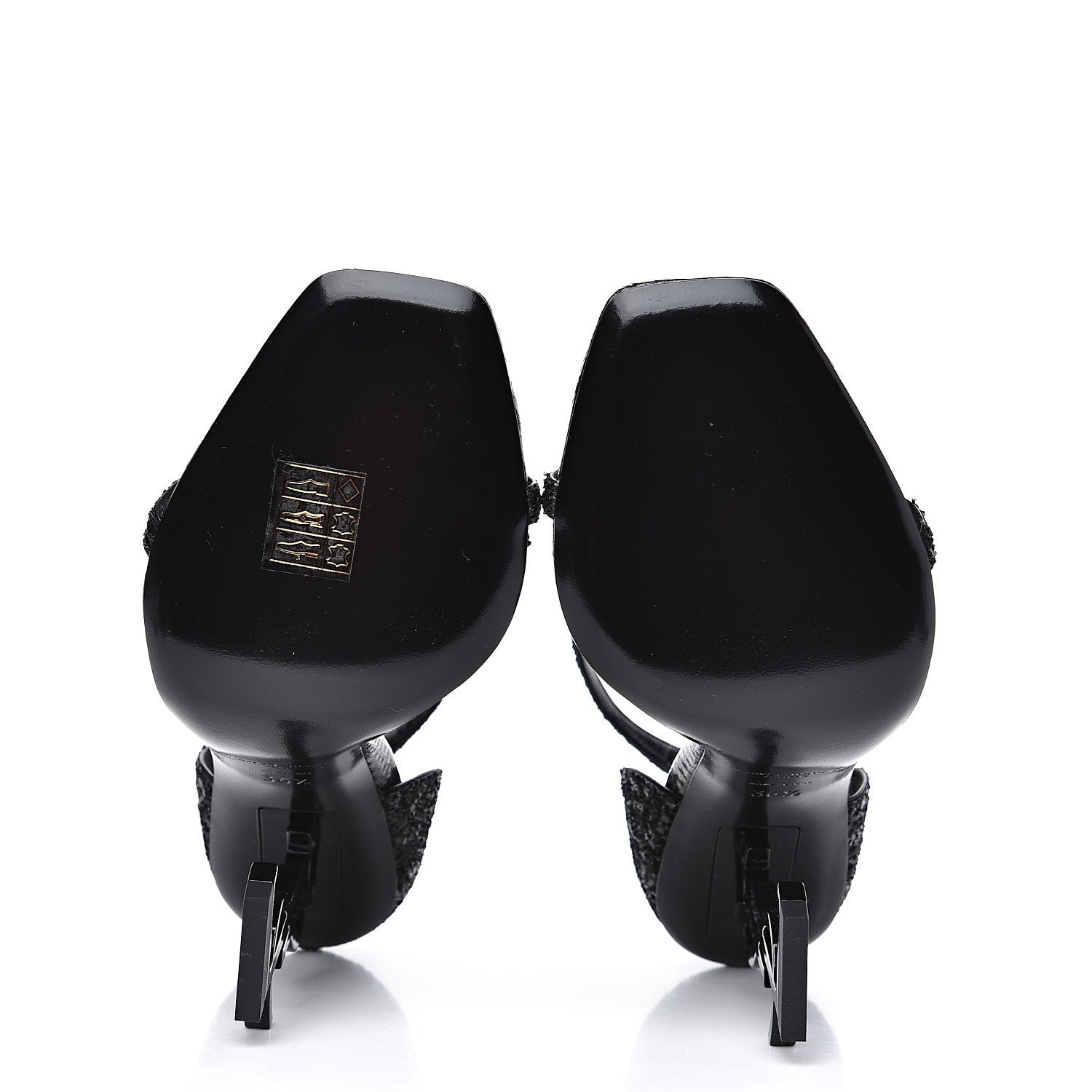 Saint Laurent Glitter Opyum Sandals 36.5 Black 5 of 8