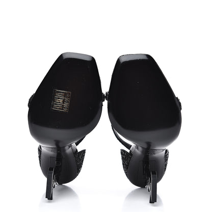 Saint Laurent Glitter Opyum Sandals 36.5 Black 5 of 8
