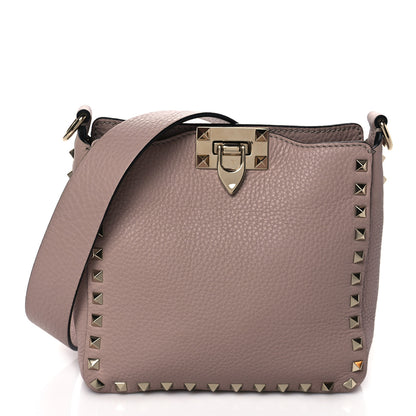 Valentino Garavani Pebbled Calfskin Mini Rockstud Flip-Lock Messenger Bag Poudre 1 of 9