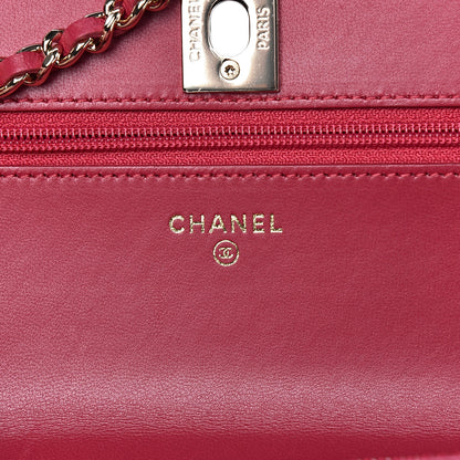 Chanel Lambskin Quilted Trendy CC Wallet On Chain WOC Dark Pink 6 of 13