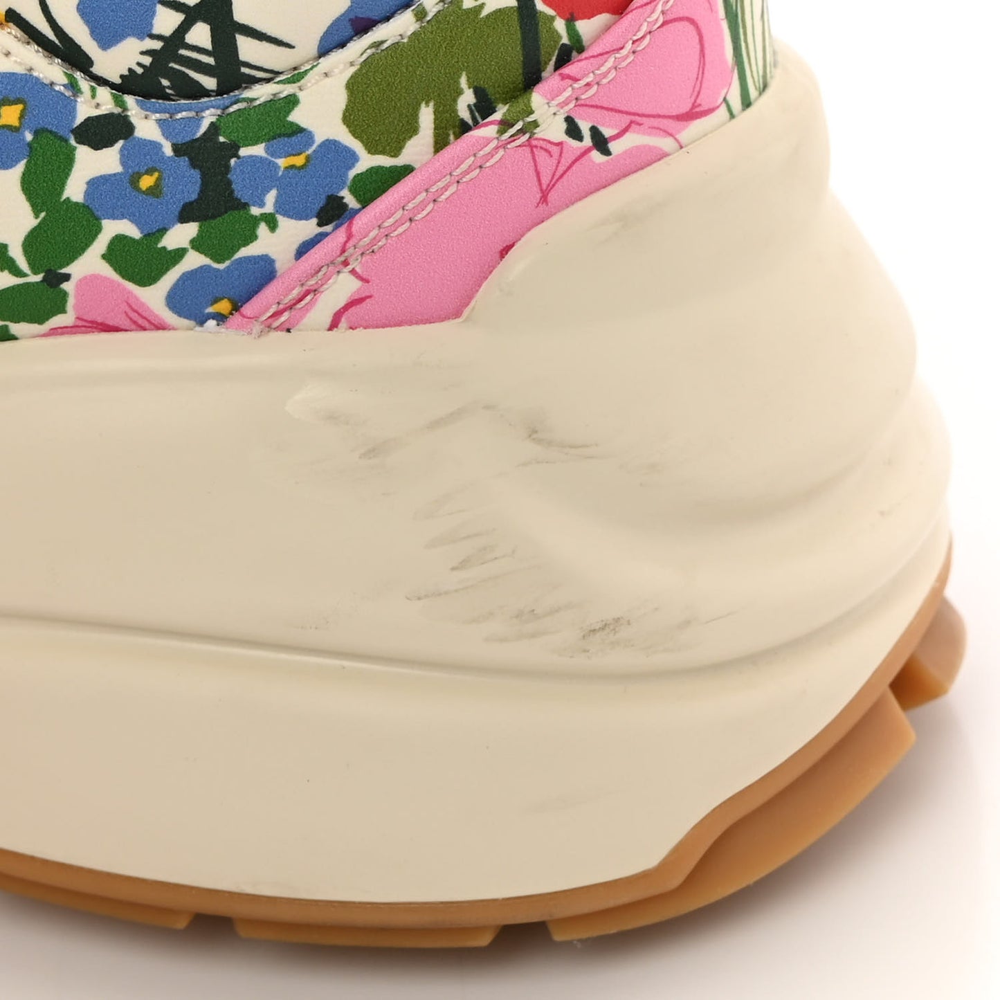 X KEN SCOTT Calfskin Floral Infinity Womens Rhyton Sneakers Mystic White 37.5 Ivory Pink Mystic White