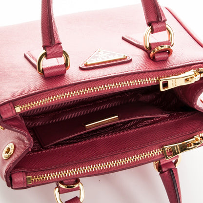 Prada Saffiano Lux Micro Galleria Double Zip Tote Peonia 5 of 7