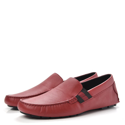 Gucci Calfskin Web Mens Driver Loafers 8 Red 3 of 9