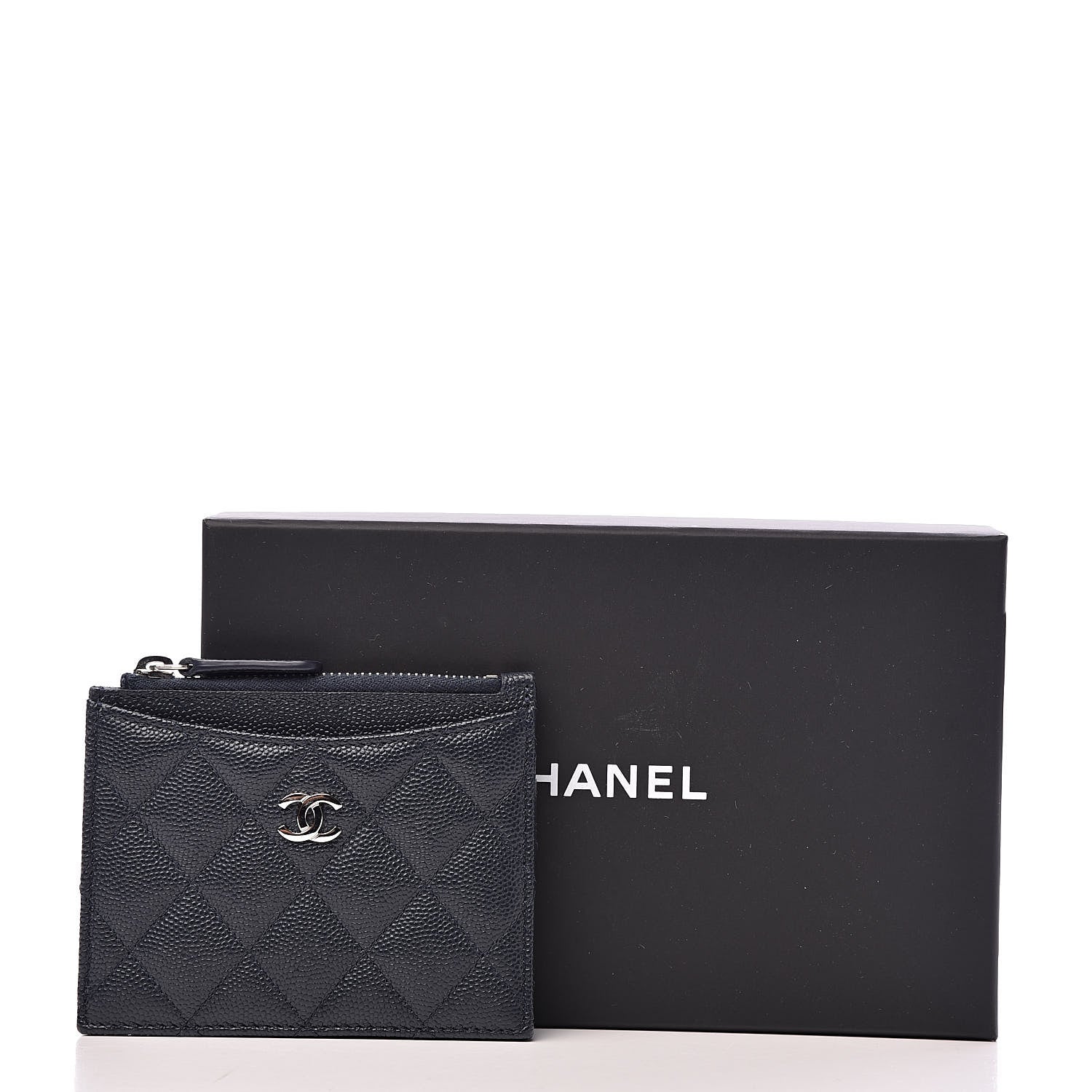 Chanel Caviar Quilted CC Zip Card Holder Navy 8 of 8