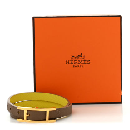 Hermes Epsom Swift Behapi Double Tour Bracelet XS Lime Etoupe 6 of 6
