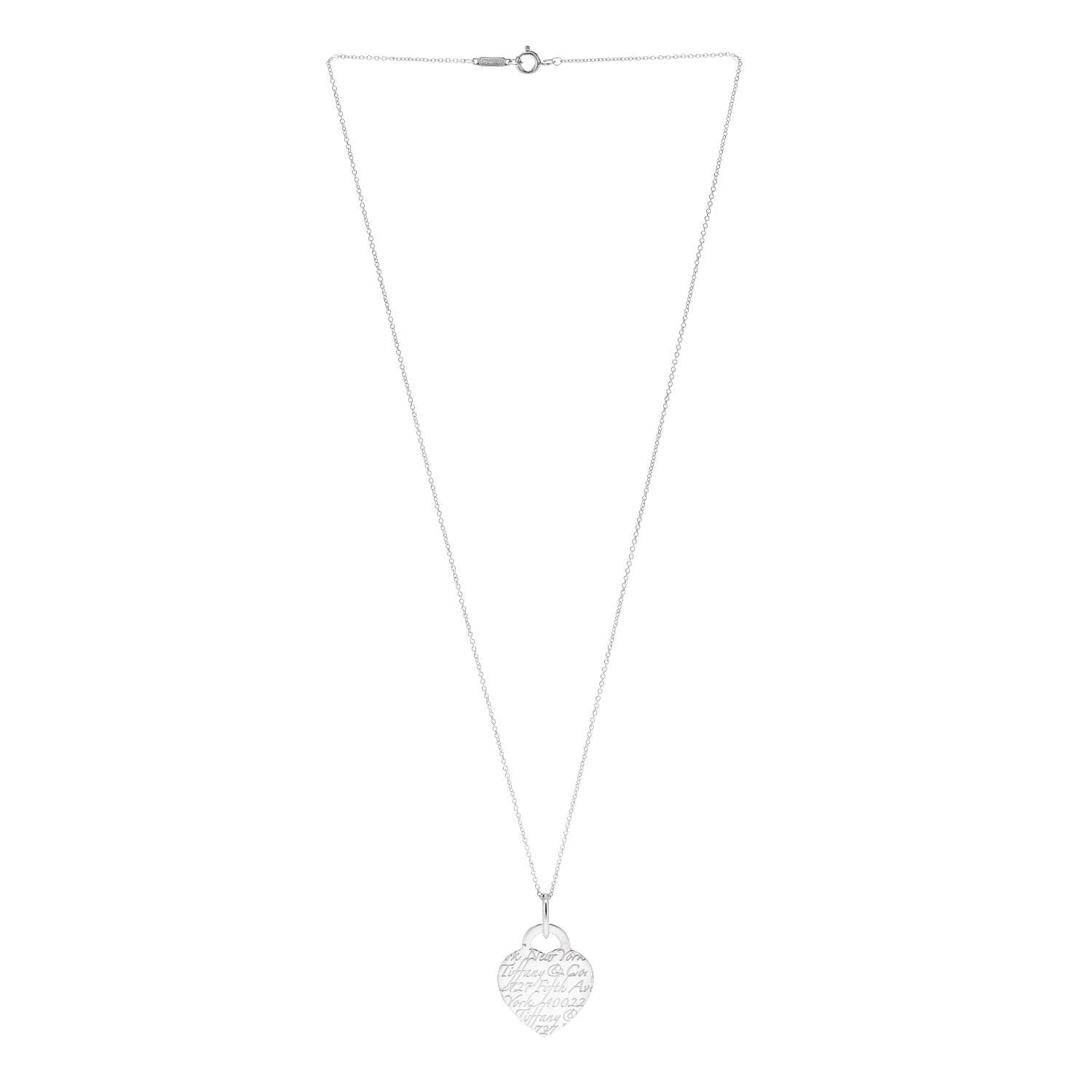 Tiffany Sterling Silver Notes Heart Tag Charm Necklace 3 of 6