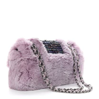 Chanel Rabbit Fur Tweed Lizard Small Fantasy Flap Lilac 3 of 9