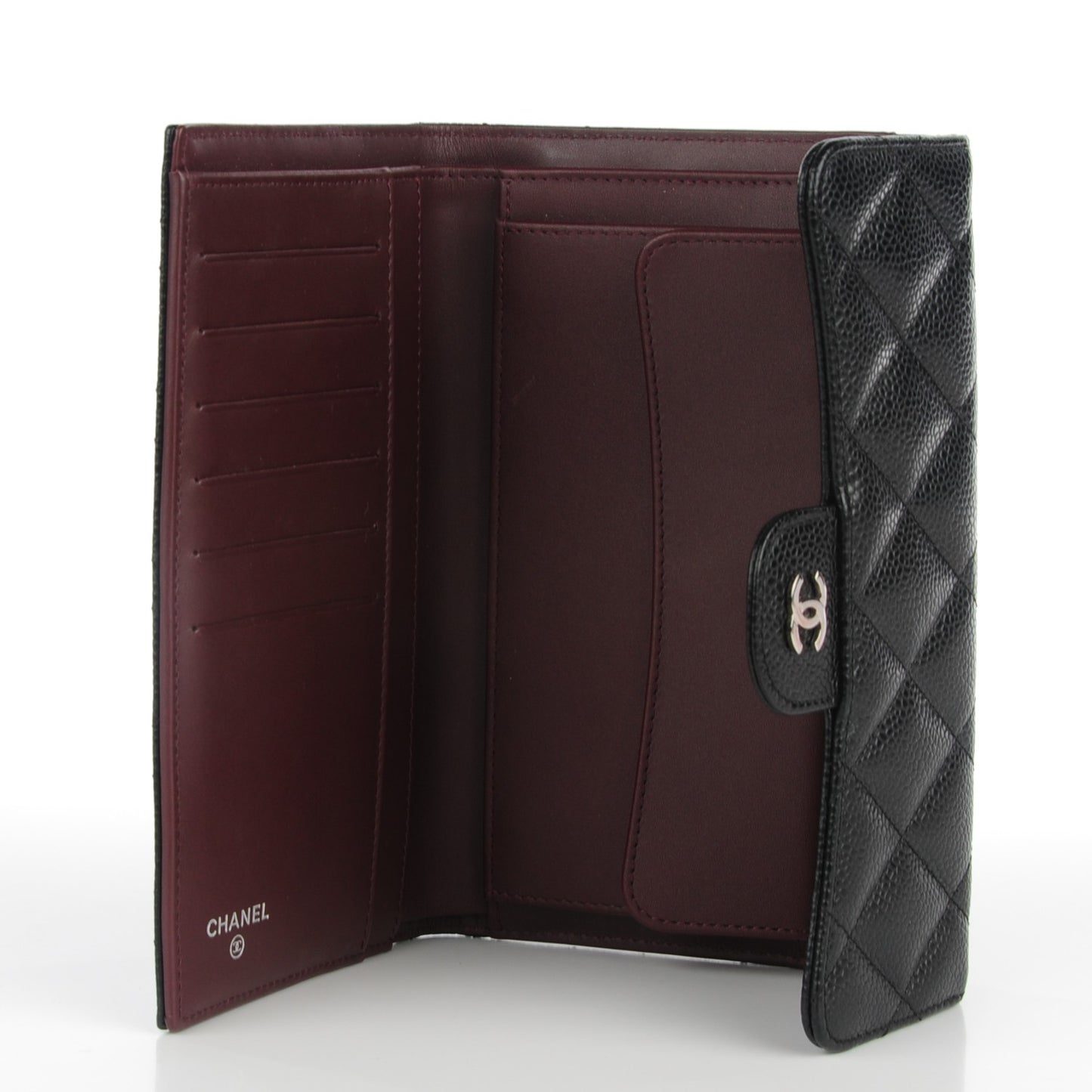 Caviar Quilted Large Flap Wallet Black