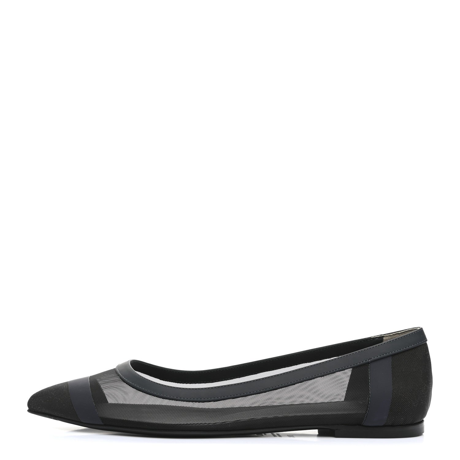 Fendi Mesh Skimmer Ballerina Flats 38.5 Navy Black 1 of 7