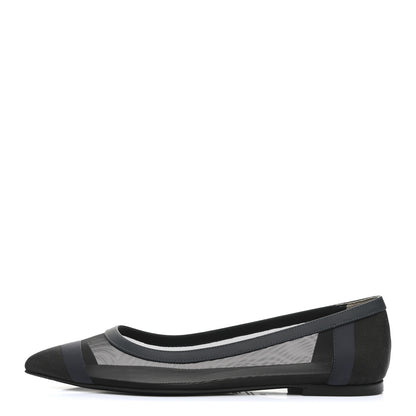 Fendi Mesh Skimmer Ballerina Flats 38.5 Navy Black 1 of 7