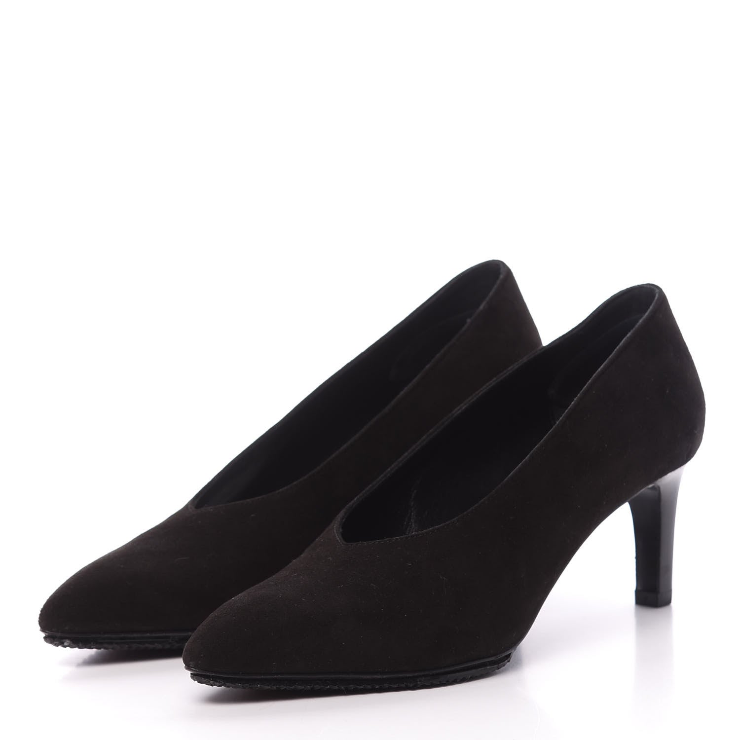 Hermes Suede Goatskin Success Pumps 36.5 Black 3 of 8