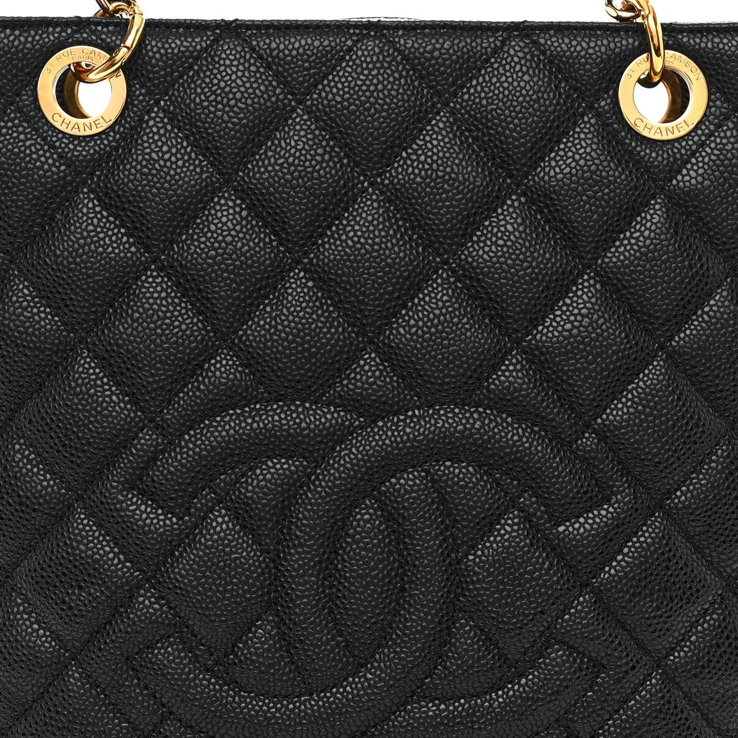 Caviar Quilted Petit Shopping Tote PST Black