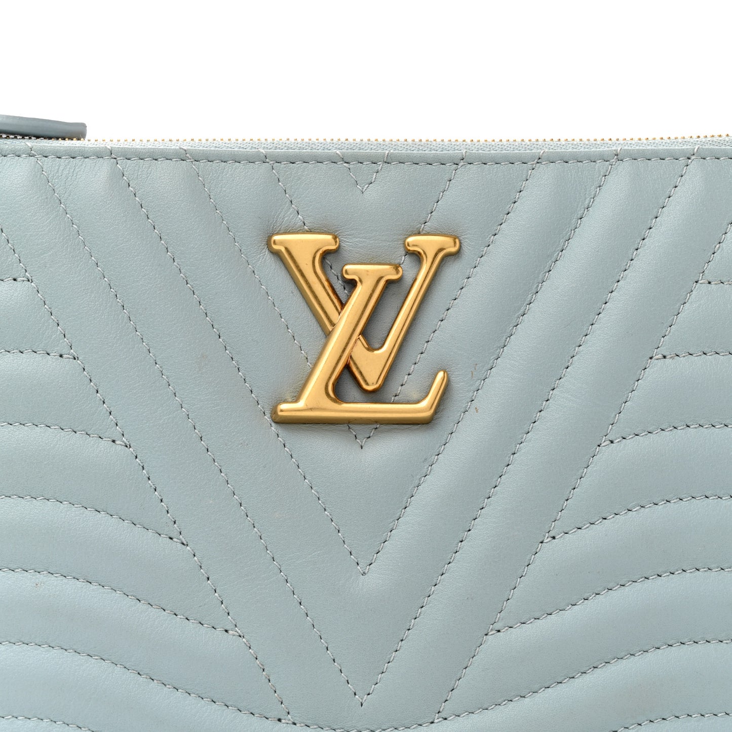 Calfskin New Wave Zipped Pochette Porcelain Blue