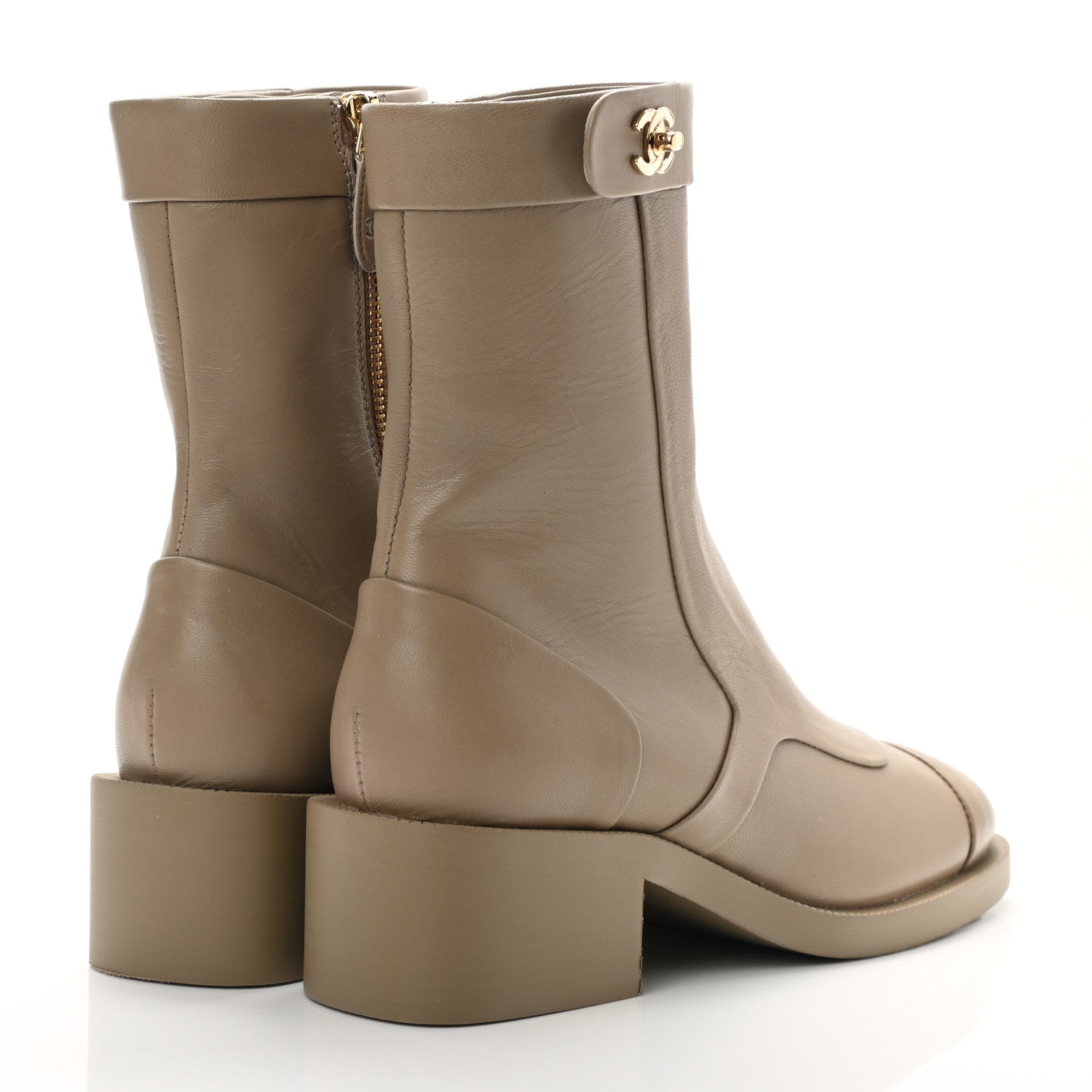 Chanel Shiny Goatskin Cap Toe Short Boots 35 Beige 4 of 9