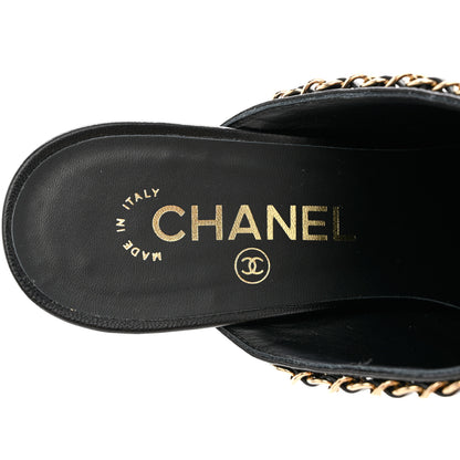 Chanel Lambskin Grosgrain Cap Toe Chain Mule 41 Black 8 of 11