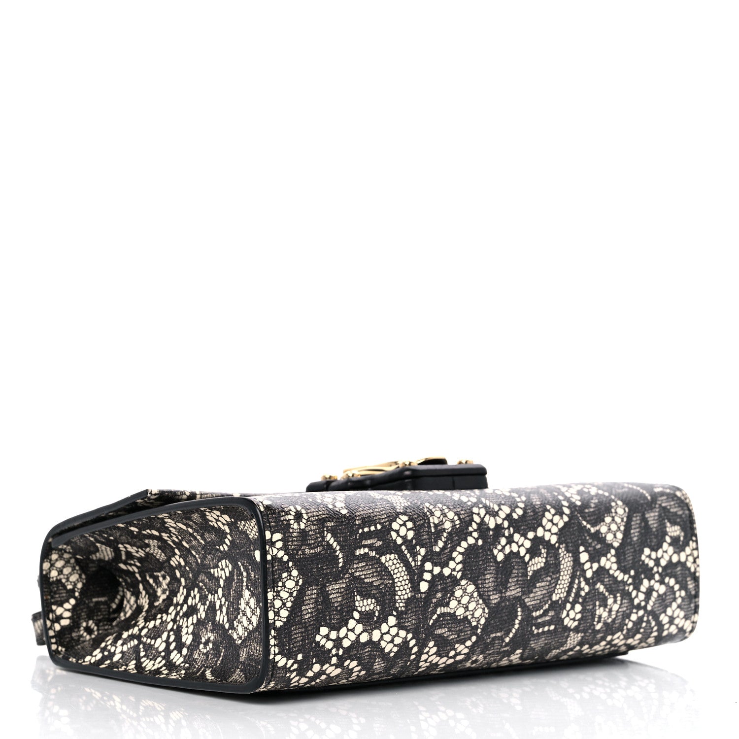 Dolce & Gabbana Lace Printed Calfskin Lucia Top Handle Bag Black 4 of 9