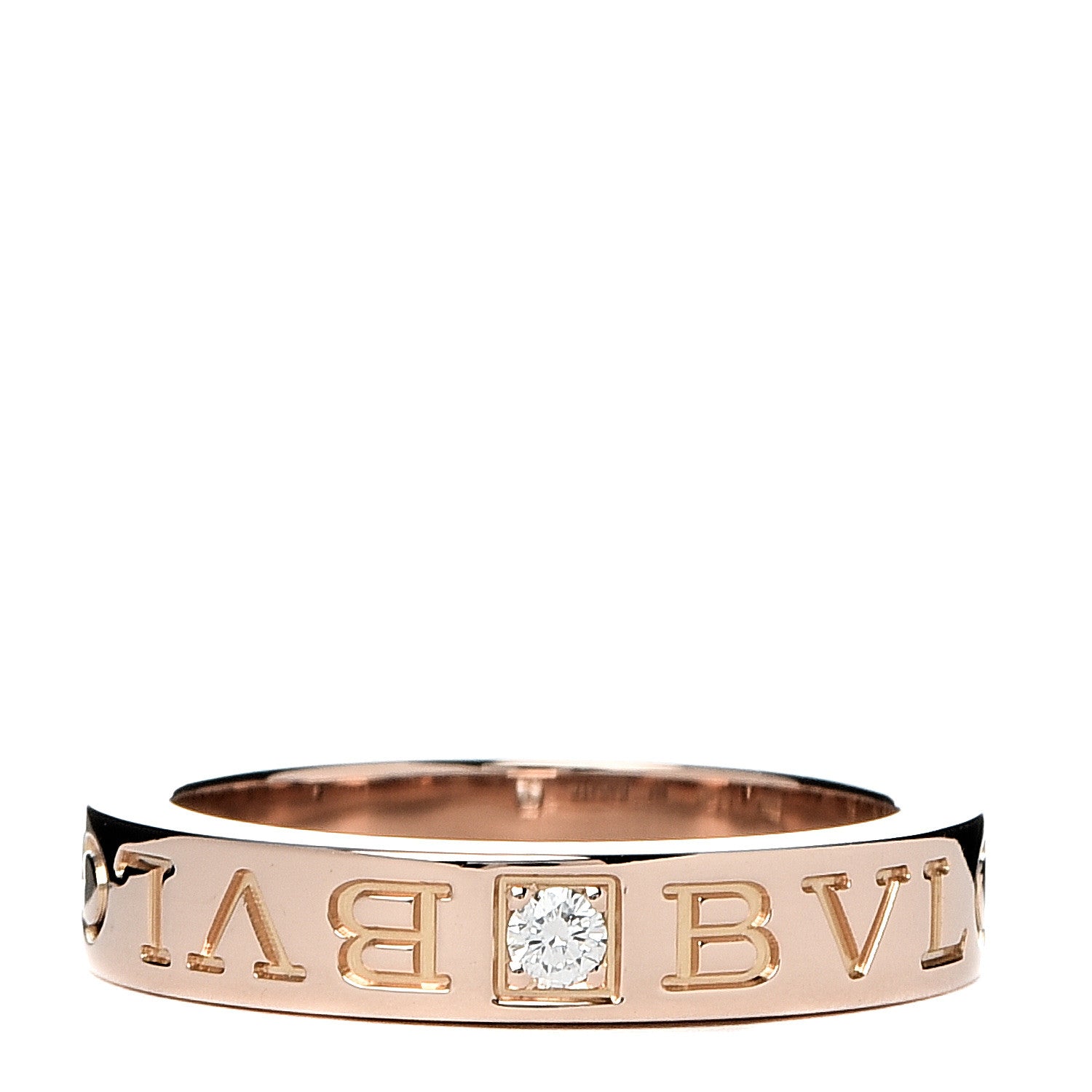 Bulgari 18K Rose Gold Diamond B.Zero1 Essential Band Ring 50 5.5 1 of 5