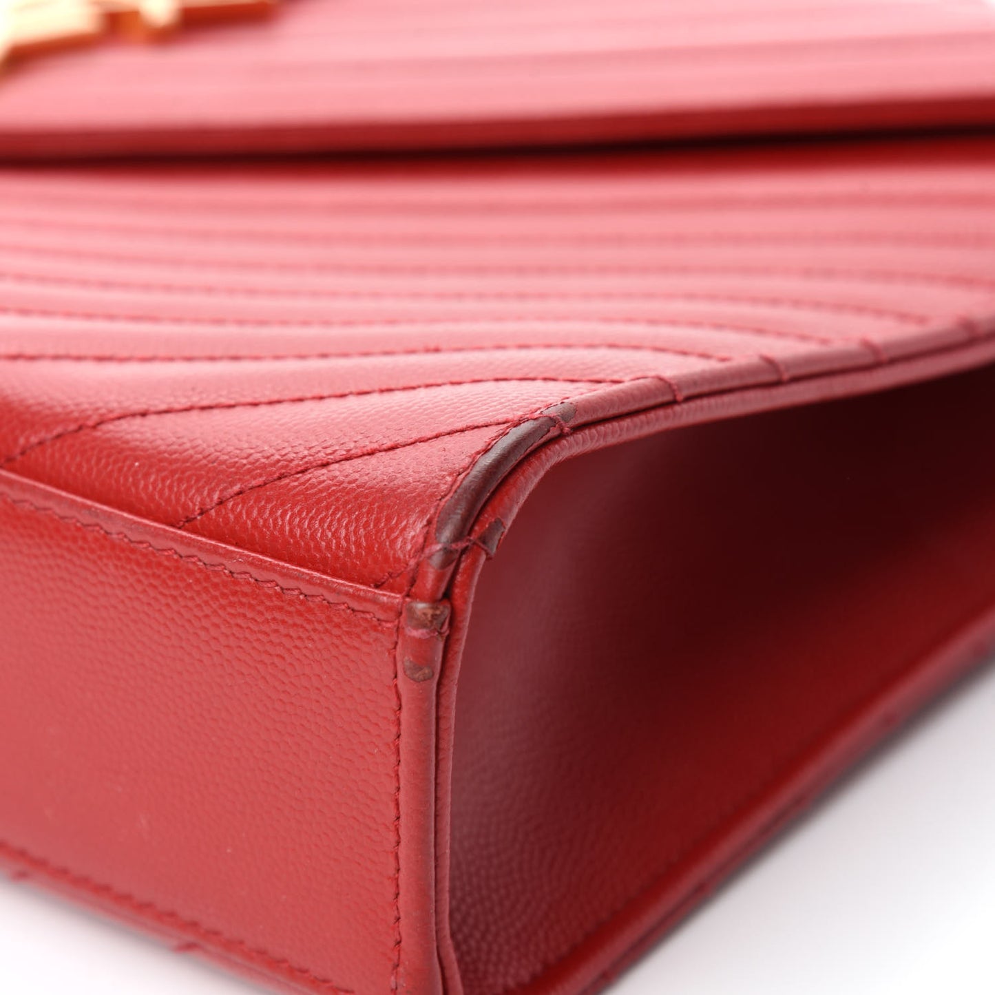 Grain De Poudre Matelasse Chevron Large Monogram Satchel Lipstick Red