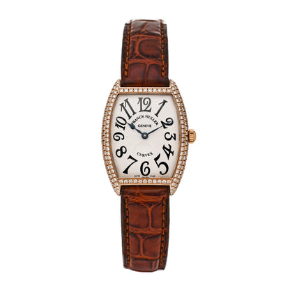 Franck Muller 18K Yellow Gold Alligator Diamond Bezel 29mm Cintree Curvex Quartz Watch 7502QZD 1 of 7