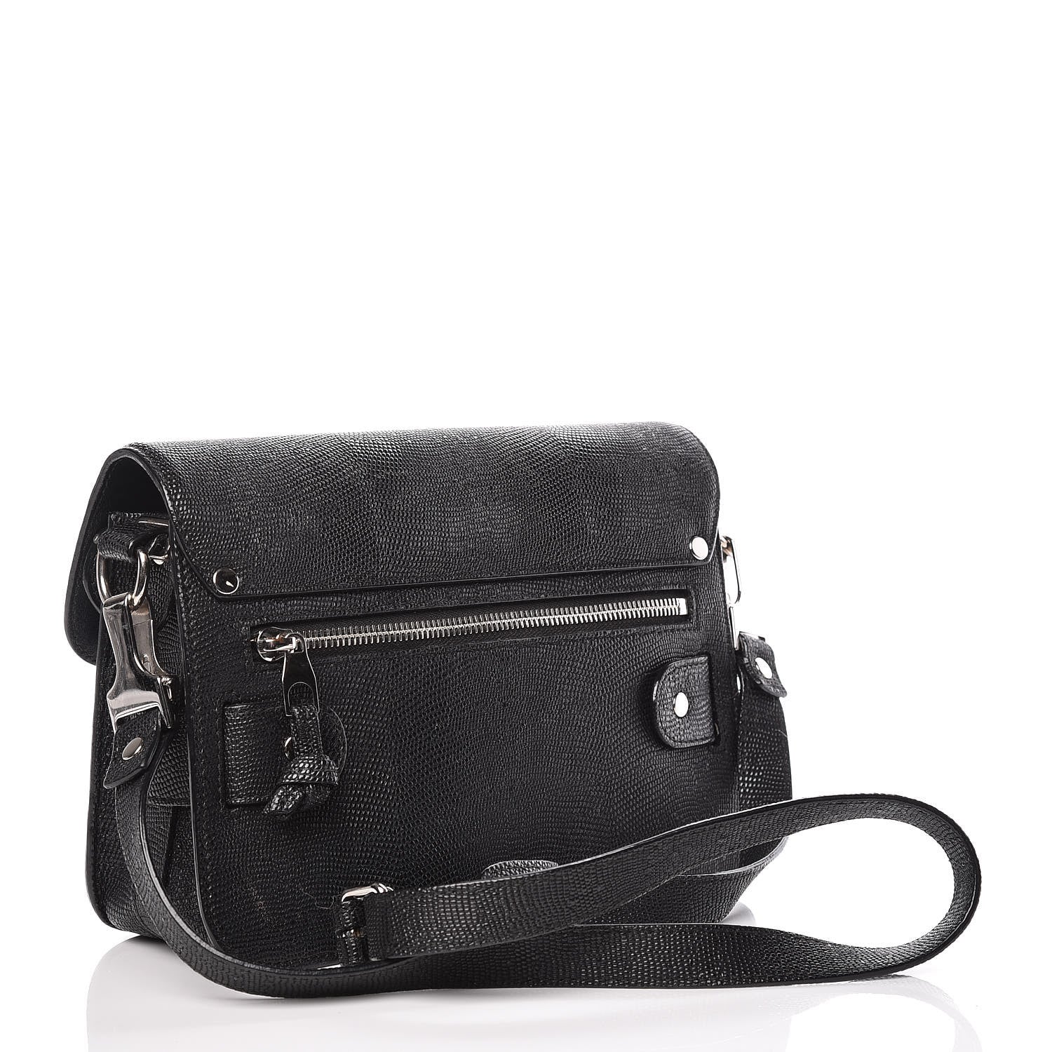 Proenza Schouler Calfskin Lizard Embossed Mini PS11 Classic Shoulder Bag Black 3 of 13