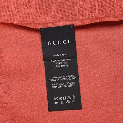 Gucci Wool Silk Monogram Fringe Scarf Red 4 of 5