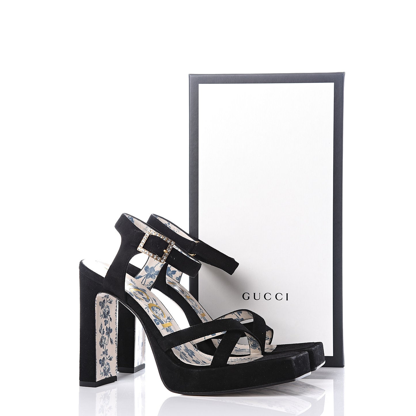 Suede Embellished Sandals 37 Black