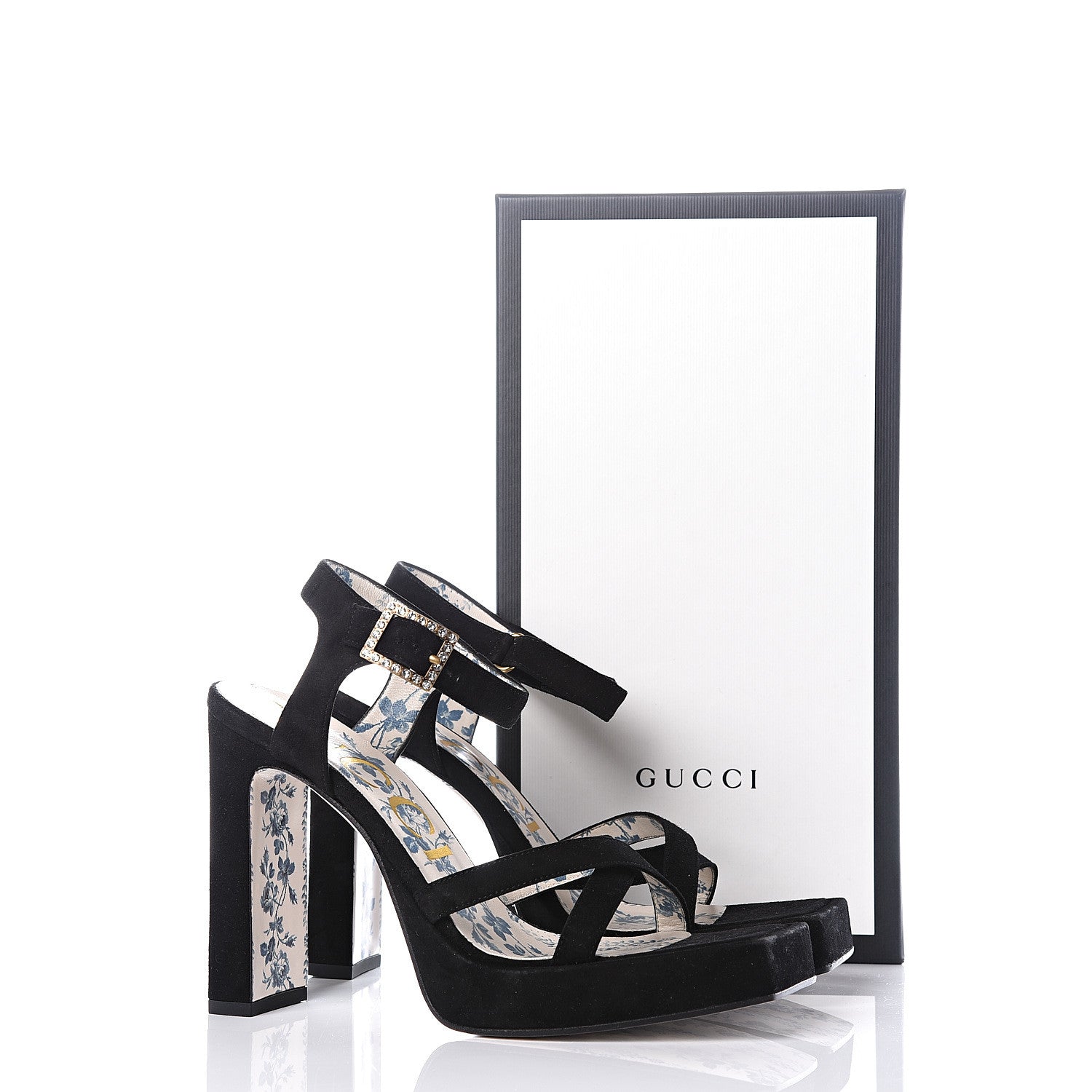 Gucci Suede Embellished Sandals 37 Black 11 of 11