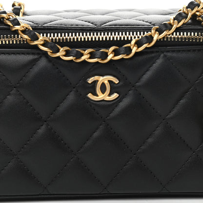 Chanel Lambskin Quilted Small Pearl Crush Vanity Case With Chain Black 8 of 11