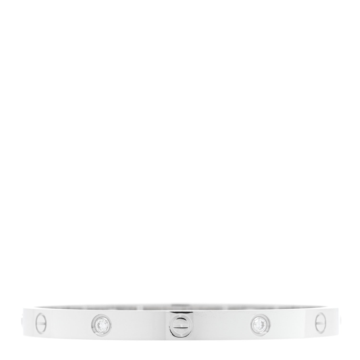 Cartier 18K White Gold 4 Diamond Love Bracelet 19 2 of 9
