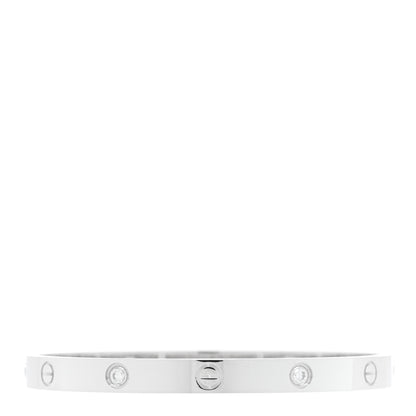 Cartier 18K White Gold 4 Diamond Love Bracelet 19 2 of 9