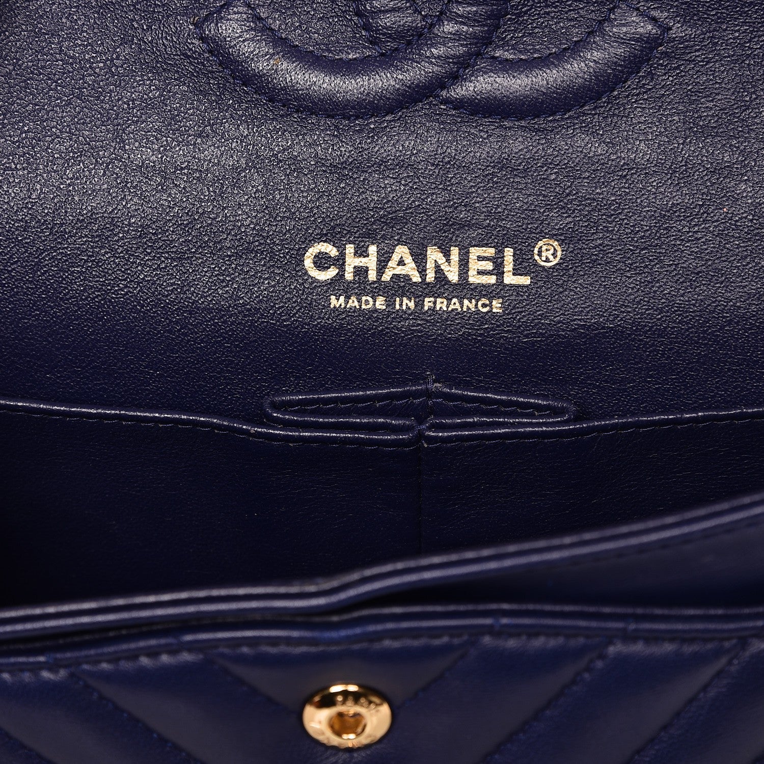 Chanel Lambskin Chevron Quilted Medium Double Flap Blue 6 of 15