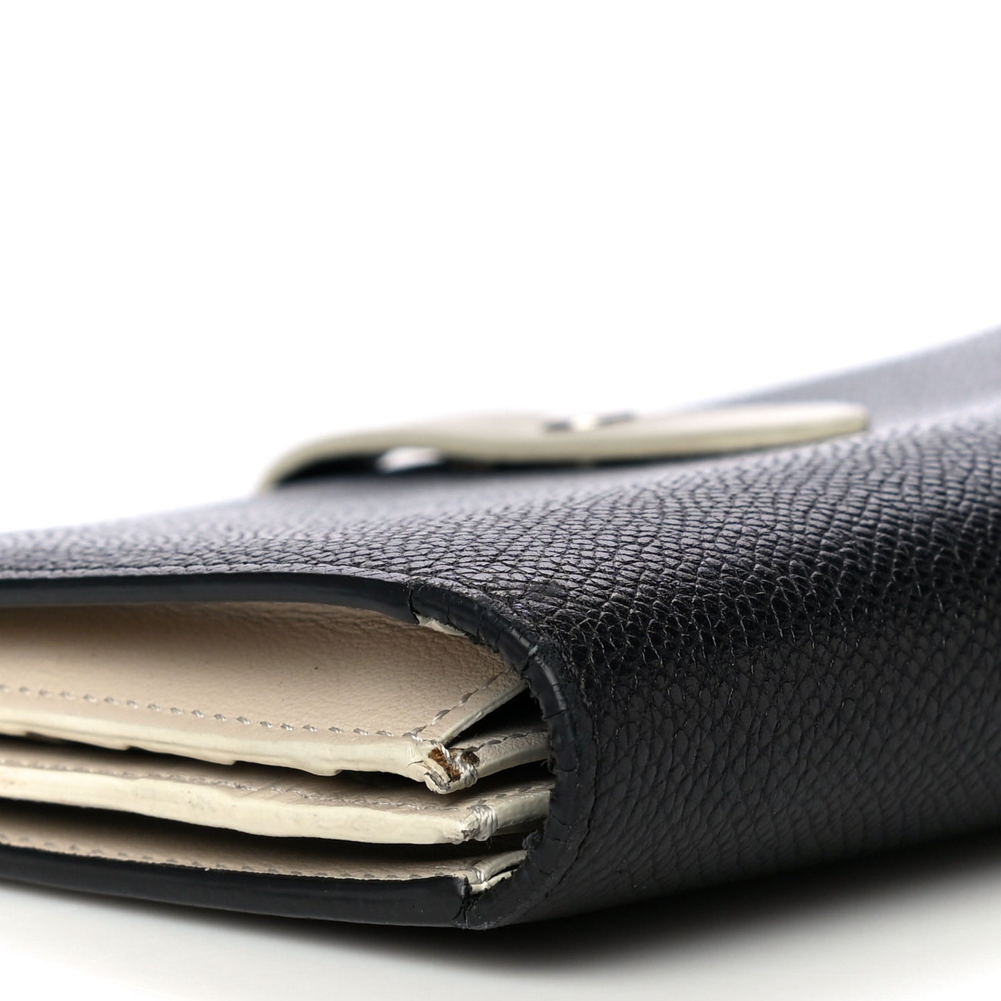 Grained Calfskin Large Multifunction Strap Wallet Black Chalk