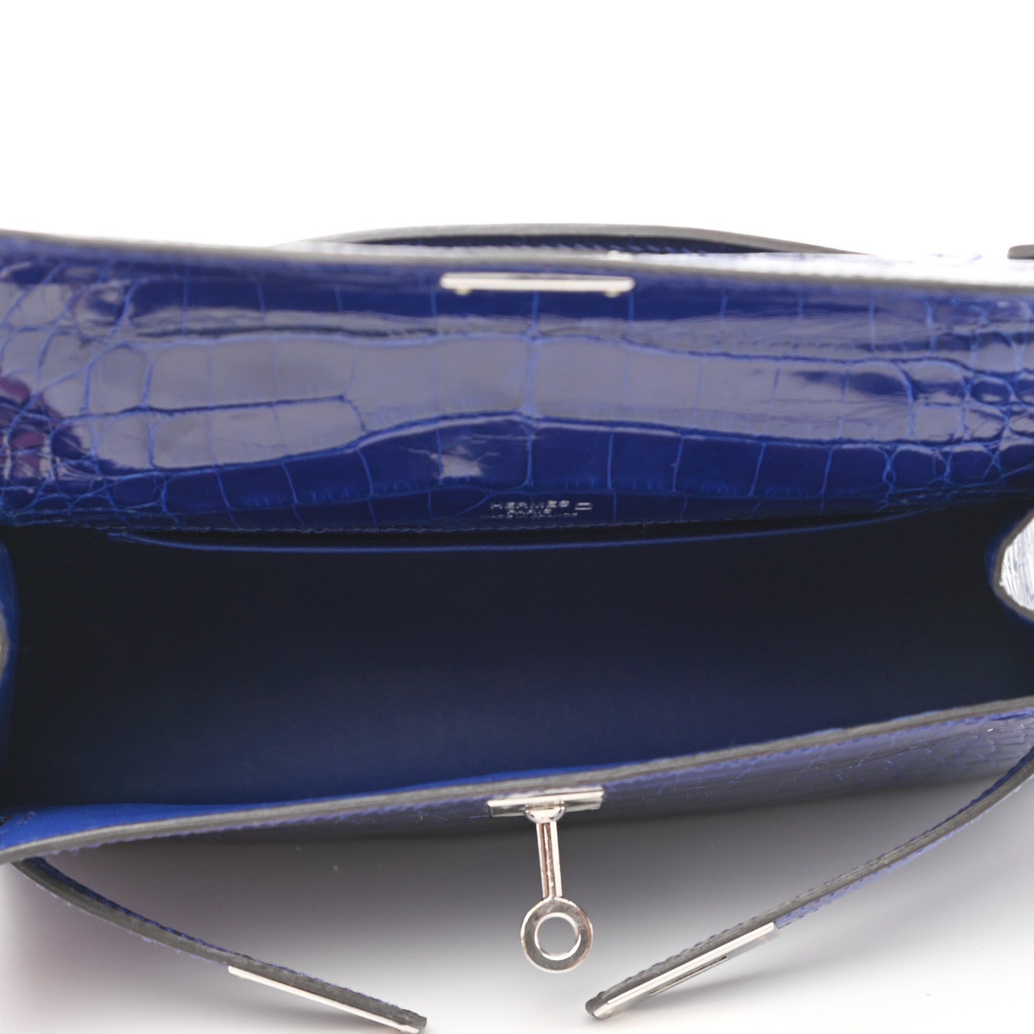 Hermes Shiny Alligator Kelly Pochette Bleu Electrique 5 of 16