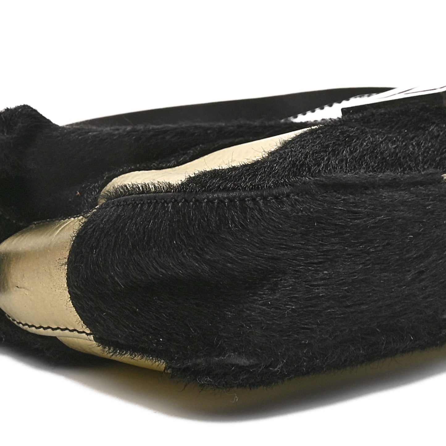 Metallic Calfskin Calf Hair Baguette Black Gold