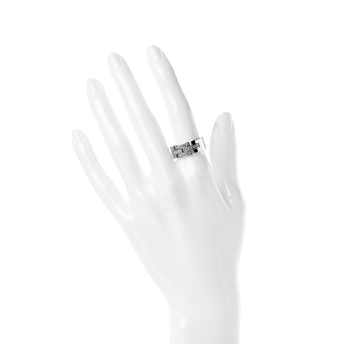 18K White Gold Diamond Maillon Panthere Band Ring 54 6.75